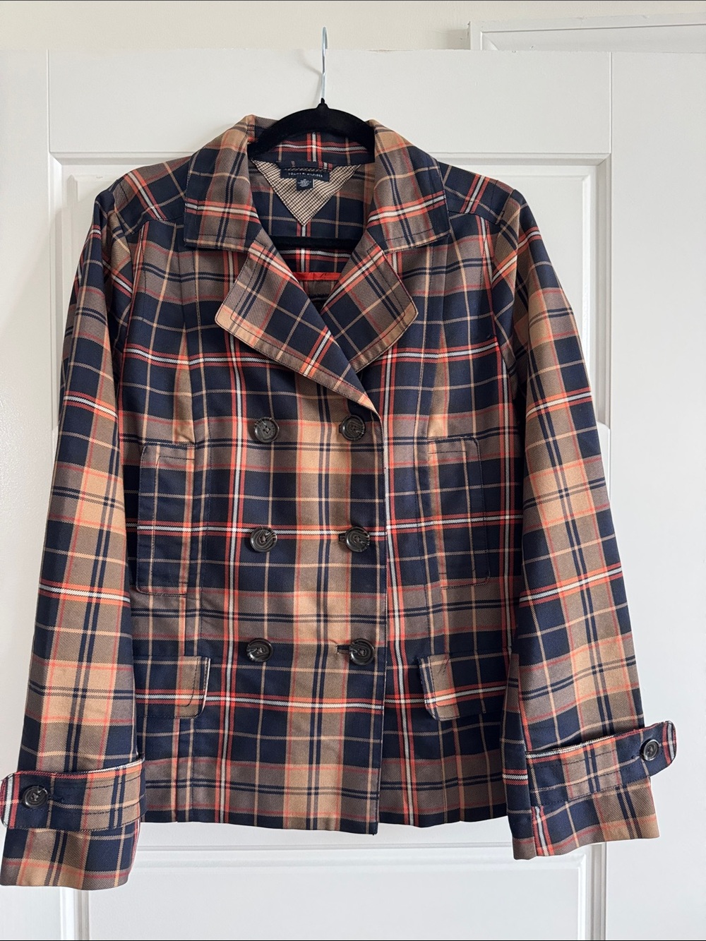 Tommy Hilfiger Double Breasted Plaid Jacket